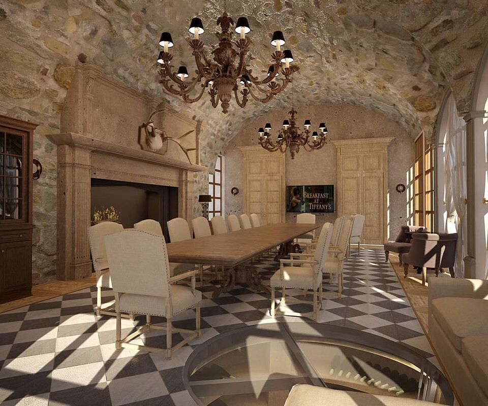 Резиденция с бассейном на берегу водного канала