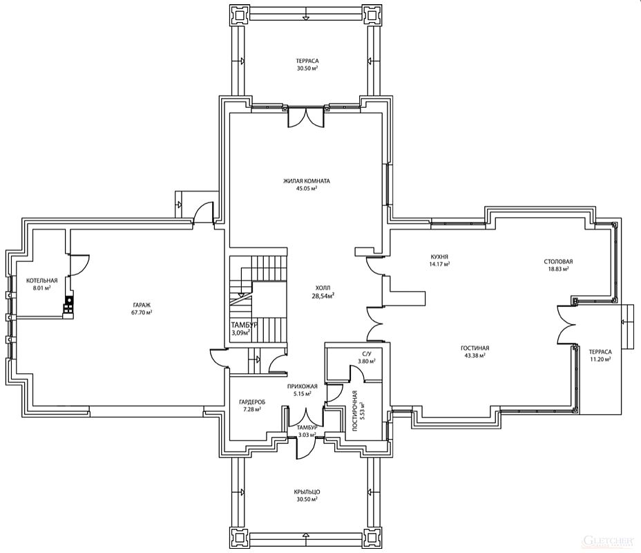 Двухэтажный дом площадью 493 кв.м