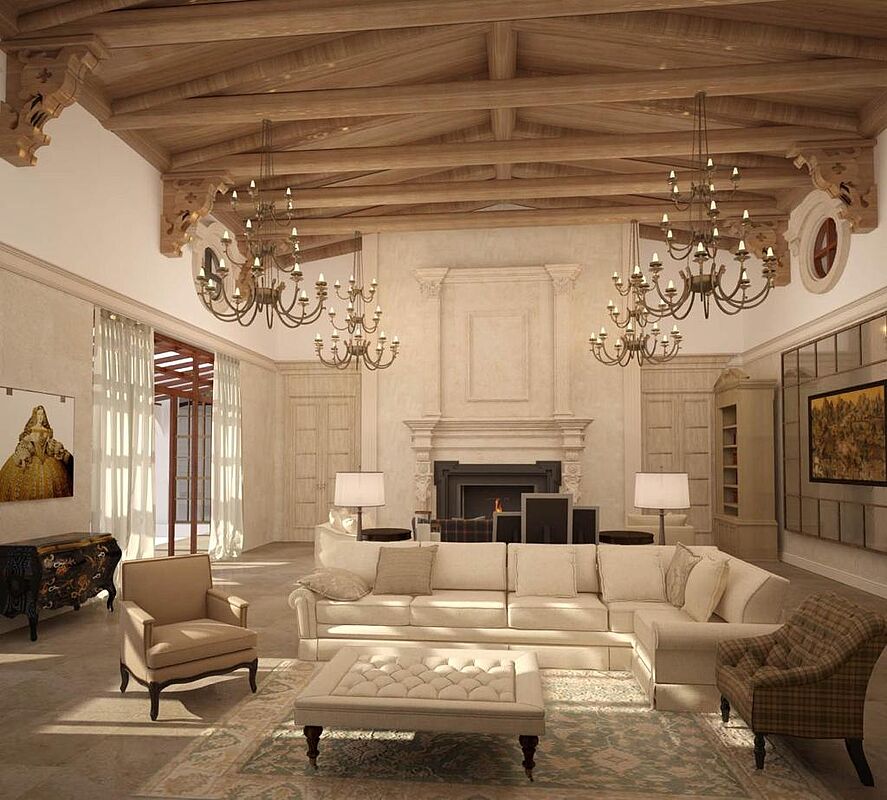 Резиденция с бассейном на берегу водного канала