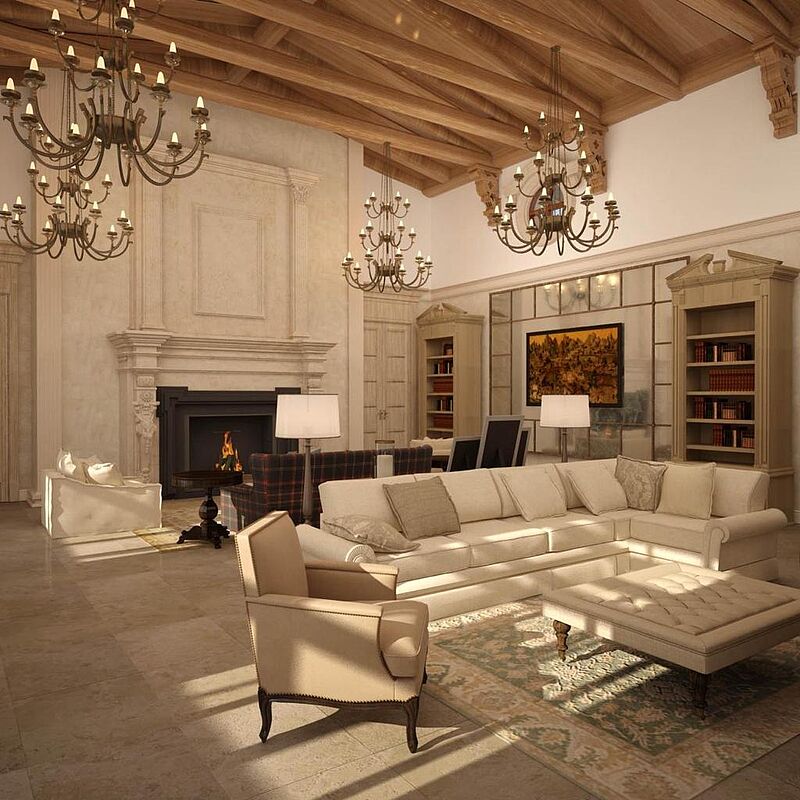 Резиденция с бассейном на берегу водного канала