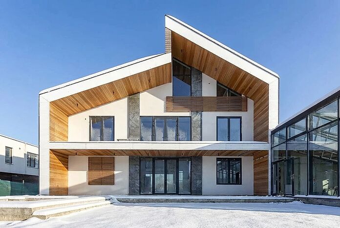 Современный дом с бассейном под отделку в Новорижском